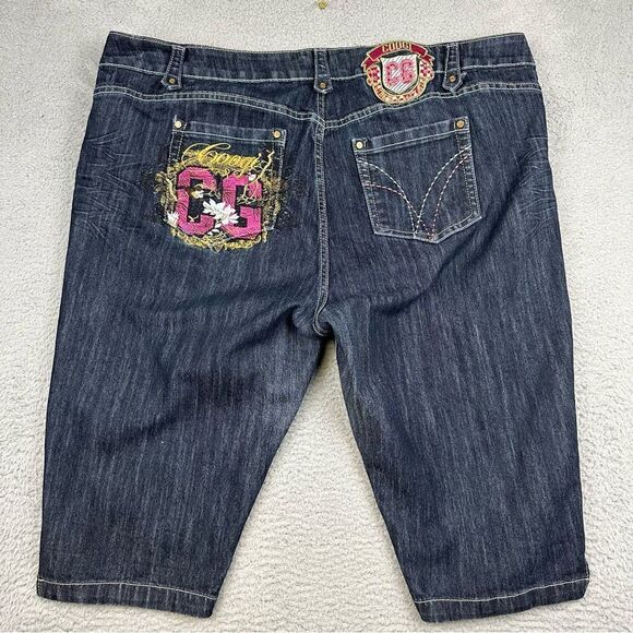 Coogi Shorts Womens 24W Blue‎ Embroidered Hip Hop Y2K 90s Denim Stretch 44x16 - Picture 1 of 16